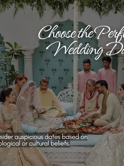A crucial planning step from our checklist: choosing the perfect wedding date, considering auspicious timings and seasons.