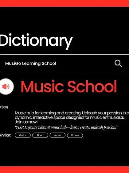 We define ourselves as a dynamic, interactive music hub for learning and creating. Our school in HSR Layout is a space designed for music enthusiasts to unleash their passion.