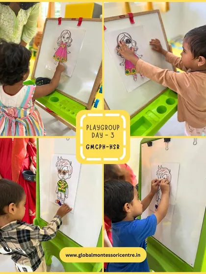 Our playgroup students enjoy a 'Dress Up' activity, which is a fun way to develop their fine motor skills and hand-eye coordination.