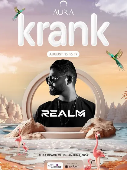 The vibrant, beach-themed poster for the Krank festival in Goa. This artwork immediately tells you to expect a fun, sun-soaked party.
