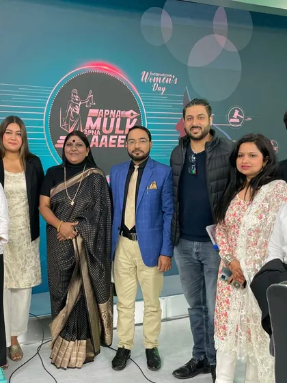 A group photo after wrapping up the recording for a special International Women's Day show on DD Urdu, discussing women's rights in India.