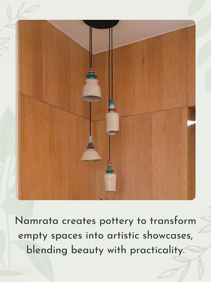 These hanging ceramic lampshades were a custom project designed to transform a simple corner into an artistic feature.