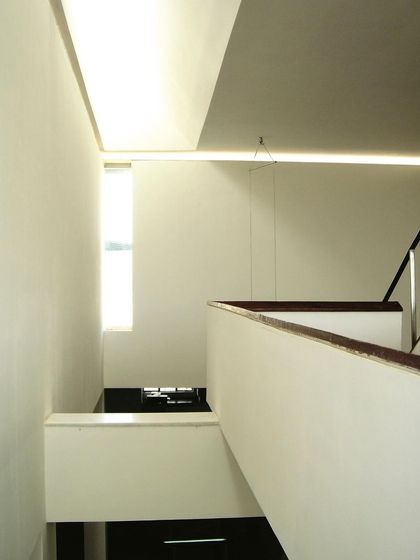 Another view of the Zanav Home studio, showing the multi-level space and the way light is brought down from above.