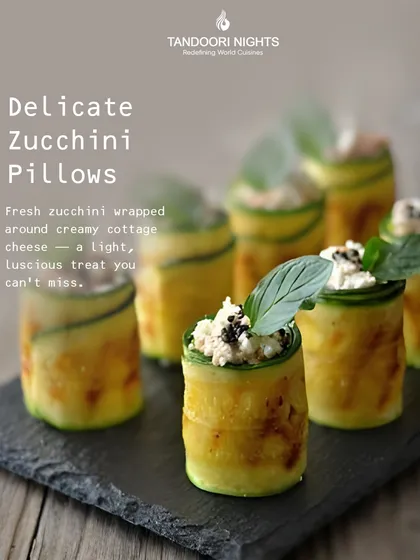 These Delicate Zucchini Pillows are a light and luscious treat. We wrap fresh zucchini around creamy cottage cheese for a refreshing canapé you can't miss.