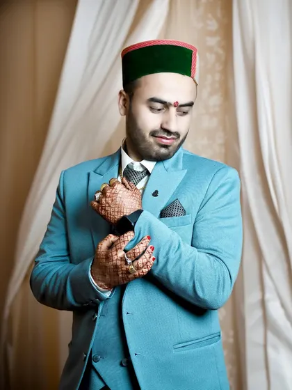 A candid shot of the groom adjusting his cuffs. These small, natural actions make for great, authentic portraits that add character to a wedding album.