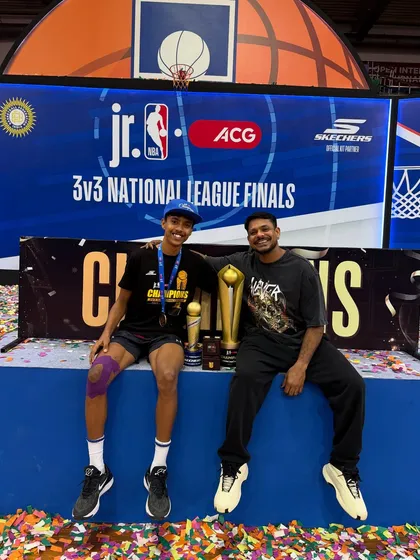 This is what it's all about. Celebrating a huge win at the Jr. NBA 3v3 National League Finals with my student. We are more than a team, we are a family that celebrates every success together.