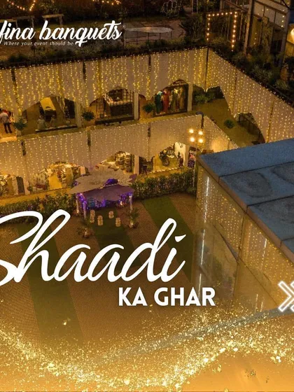 The perfect "Shaadi ka Ghar" (wedding house) feel, captured from above during a beautiful evening celebration.