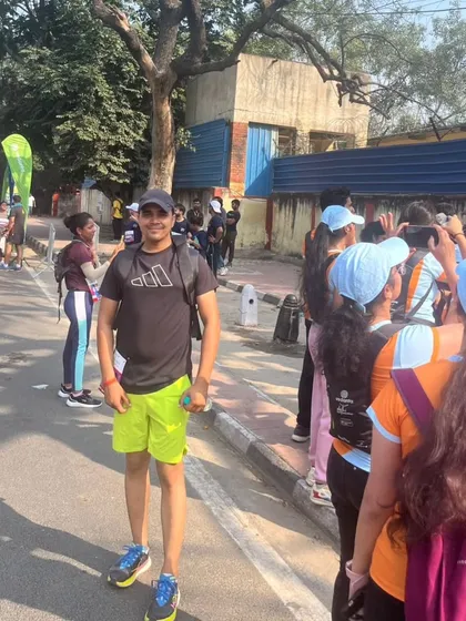 On the race route, surrounded by other passionate runners.
