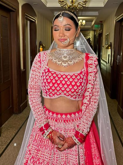 A beautiful candid shot of Rubina. The makeup looks flawless even with her eyes closed, showcasing the smooth blending.