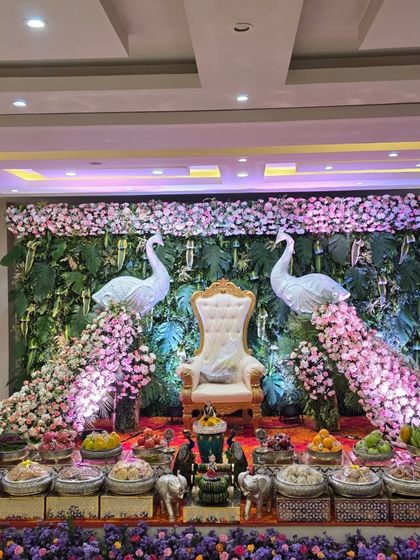 A full frontal shot of the peacock stage, a perfect backdrop for a puberty ceremony or engagement.