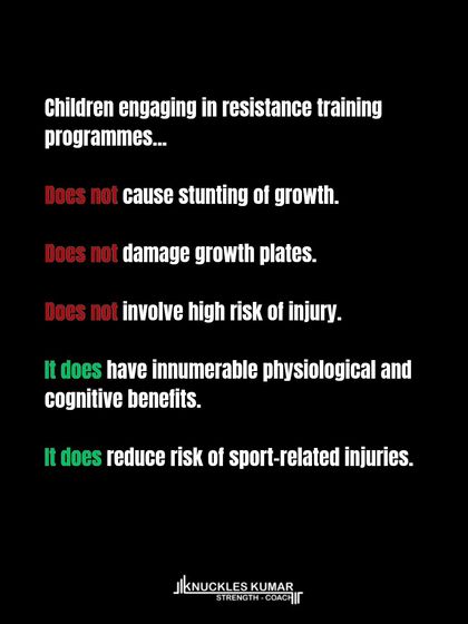 Resistance training is not only safe for children, it's highly beneficial. It does not stunt growth. Instead, it improves motor skills, builds bone density, reduces sports injury risk, and has positive cognitive and psychological benefits.