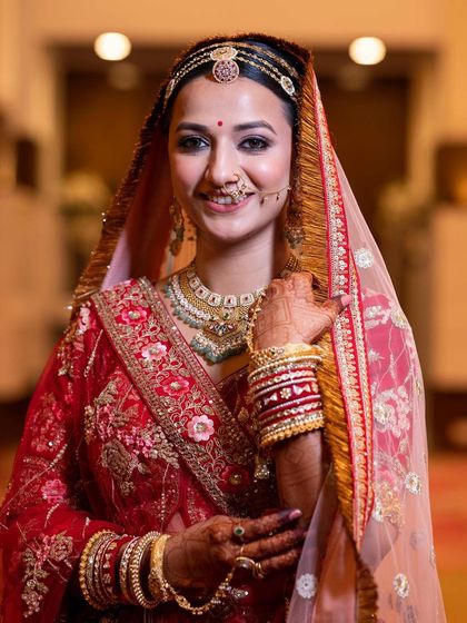 Another shot of her radiant look. The makeup is designed to photograph beautifully.