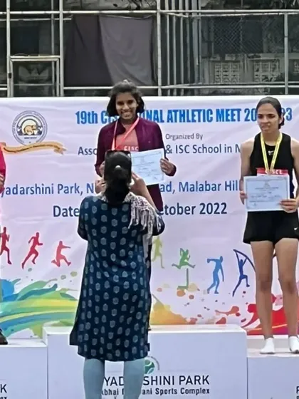 The podium for the 200m run, Girls U/17, at the Zonal meet, with my athlete Daphne winning the bronze medal.