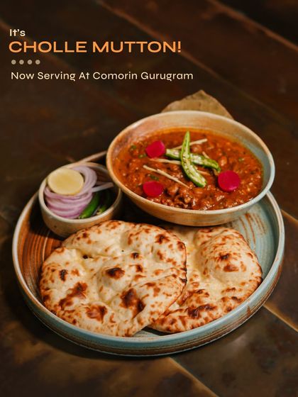 A new dish close to our chef's heart. Cholle Mutton combines tender mutton with hearty chickpeas in a rich, flavourful gravy, served with fluffy naan.
