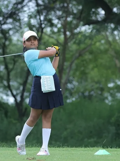 An action shot of Dhriti Singh's swing during the 20th NCR Cup, where she finished as Runner-Up in her category.