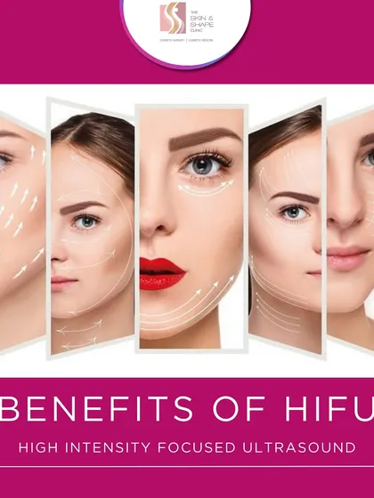 This graphic illustrates the benefits of High-Intensity Focused Ultrasound (HIFU). It's a non-invasive procedure I use to lift and tighten skin on the face and neck for a more youthful contour.