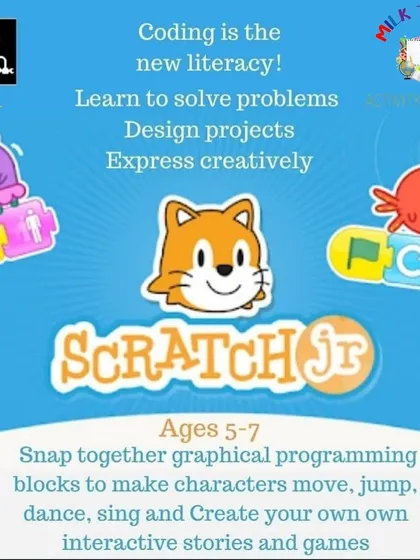 Introducing kids aged 5 to 7 to the world of coding with ScratchJr. In our workshops, they learn to snap together graphical blocks to make characters move and create their own simple, interactive stories and games.