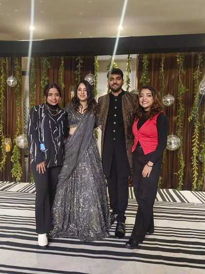 It was so heartwarming to witness this school love story turn into a forever partnership. A picture with the happy couple after their sangeet.