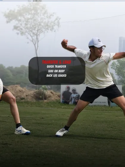 After the pickup comes the quick transfer and load. You need to get side-on immediately and load your back leg to prepare for a powerful and accurate throw.