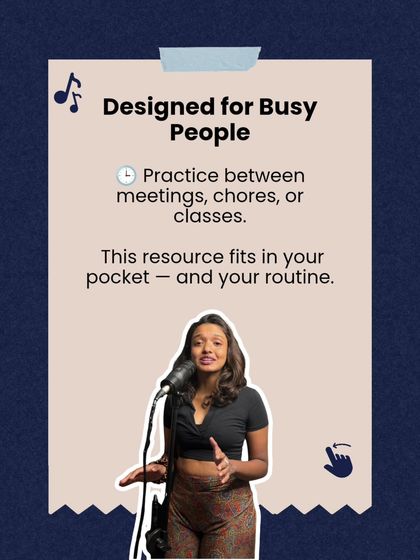 Our free vocal guide is designed for busy people. You can practice between meetings, chores, or classes with a resource that fits in your pocket and your routine.