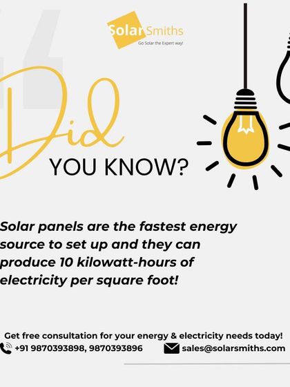Did you know solar panels are the fastest energy source to set up? They can produce 10 kilowatt-hours of electricity per square foot, making them incredibly efficient.