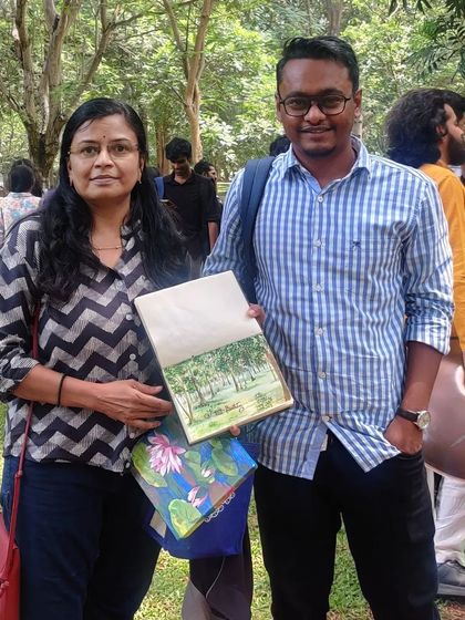 With a fellow artist at Cubbon Park. It is always great to connect with others who share a passion for art.