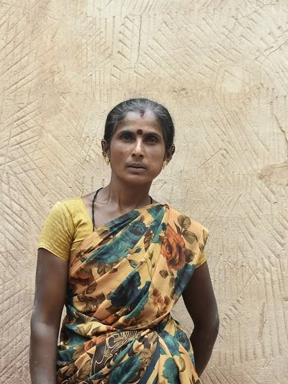 Presenting Saroja, a woman mason at Project Cheerville. Her quiet focus and steady hands shape the earth with a skill that speaks volumes.