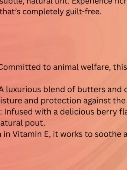 This graphic outlines the benefits of the Kumkumadi Lip Balm included in the Ubtan gift set. It is a 100% cruelty-free formula that heals, hydrates, and provides a natural tint.