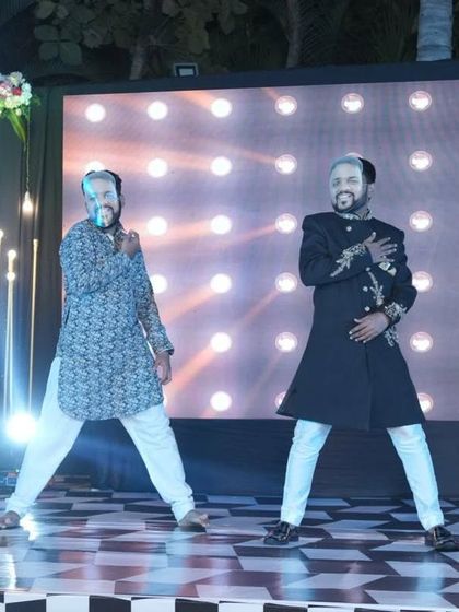 A hilarious moment from a fun act where two performers wear masks of the groom. I love incorporating comedy and unique ideas into sangeets.