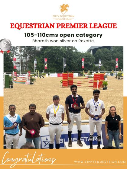Celebrating multiple podium finishes at the Equestrian Premier League, with Bharath winning silver in the open category and our junior riders also medaling.