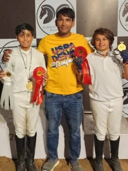 Proud of our tigers. Yug and Krishnaansh showcasing their gold medals after a top performance at the Verdinand Equestrian Academy.