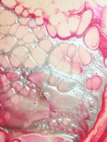 Another macro shot, this time showing the shimmering silver paint I mixed in with the pinks. It adds a touch of light and magic.