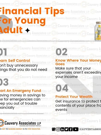 A duplicate visual of financial tips for young adults. These four pillars can support a lifetime of financial well-being.