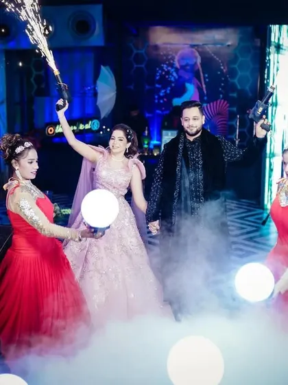 A grand entrance with CO2 guns and dancers, creating a spectacular start to the party.