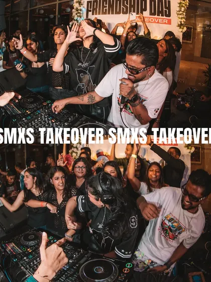 SMXS Takeover in full effect. Shameless Mani hyping the crowd on the mic while I'm dropping the beats. This is the dynamic of our dual DJ performance.