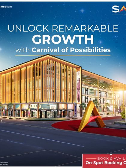 As part of our "Carnival of Possibilities," this image showcases Saya Piazza as a destination for remarkable growth. Its elegant architecture and prime location offer a unique opportunity for businesses to thrive.