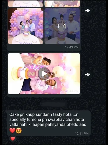 A wonderful review from a happy client for our butterfly cake. They loved the taste and our friendly service, saying "Cake pn khup sundar n tasty hota."