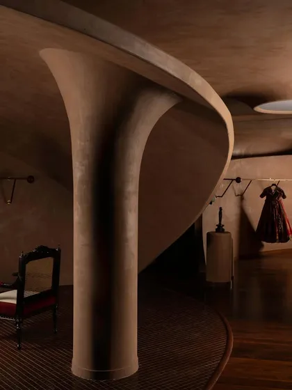 For the House of Masaba flagship, I translated the brand's bold ethos into a sculptural form. The curving, terracotta-hued lime plaster walls evoke the drape of fabric, creating a retail environment that is as much a gallery for fashion as it is a store.