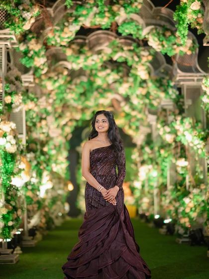 More shots of our elegant reception looks, showcasing the beautiful details and the happy, glowing brides.