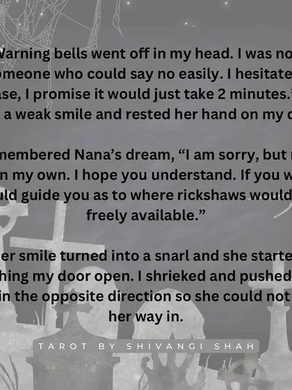 A story of a grandfather's dream warning his granddaughter not to open the door to a stranger, saving her from a robbery.