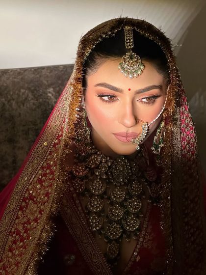 The play of light and shadow on this stunning bridal look. The makeup is designed to look beautiful in any lighting condition.