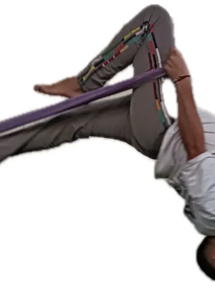 Aerial yoga is fun. Here I am using the hammock like a prop to get a deep hamstring and back stretch.