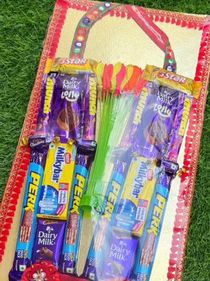 Another variation of our chocolate mala, this one includes different types of chocolates and is beautifully arranged on a decorative board.