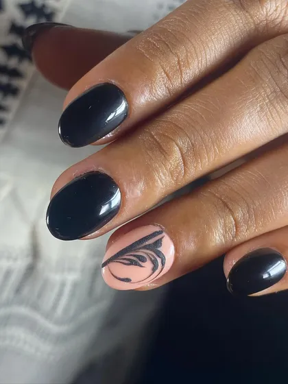 Another angle of the bold and beautiful black nail art.