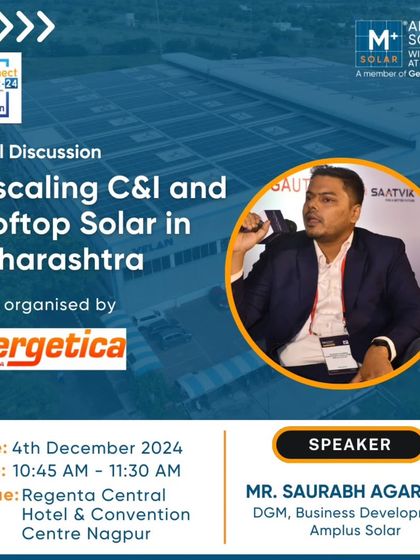 Our DGM, Saurabh Agarwal, will speak at the RE Connect Summit in Nagpur on upscaling C&I and rooftop solar in Maharashtra, drawing from our experience of setting up over 150 projects in the state.