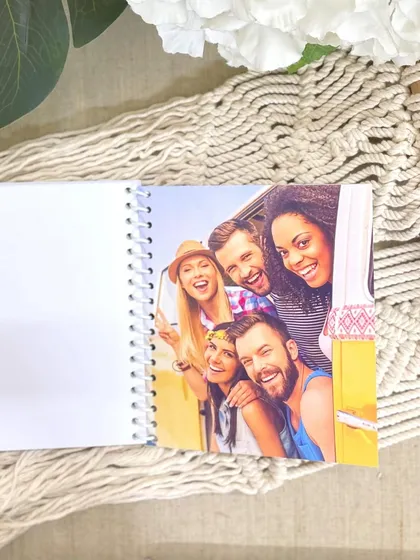 This photo shows a group of friends enjoying a trip, perfectly captured in the personalized photo album. It's a great way to create a travel diary.