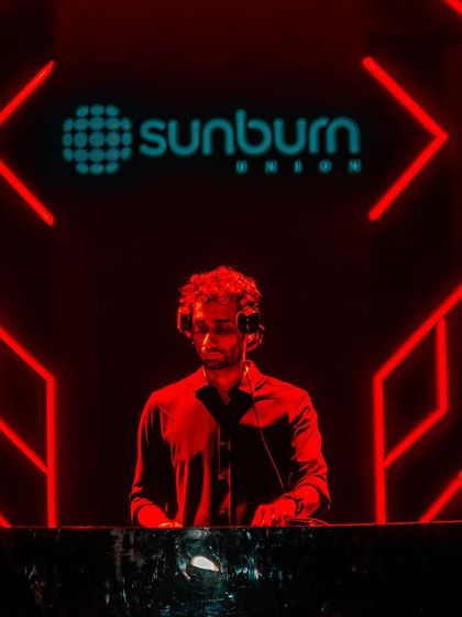 In the zone under the iconic Sunburn logo. Playing at Sunburn Union is always a highlight.