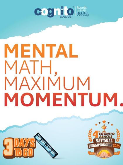 Three days before the big event, the momentum is at its peak. This graphic is part of our countdown series that builds excitement and helps students mentally prepare for the upcoming mental math challenge.