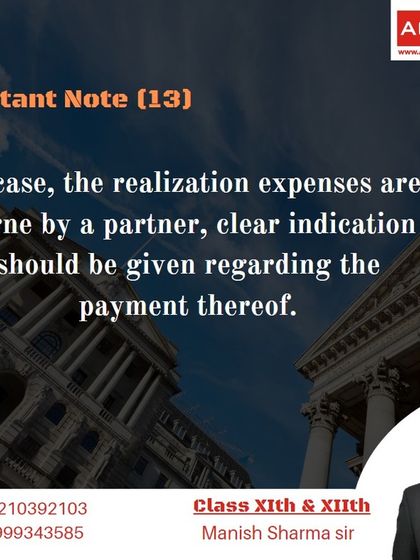 An important note on the payment of realisation expenses when they are borne by a partner. Clear indication is crucial.