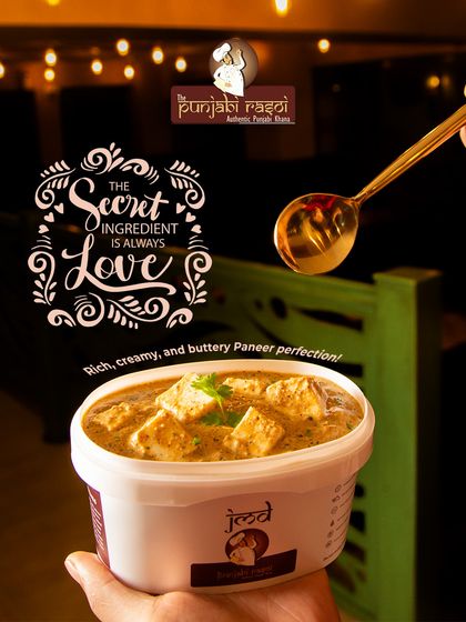 The secret ingredient in our food is always love. Here is our creamy paneer curry, packed and ready for you to enjoy at home.